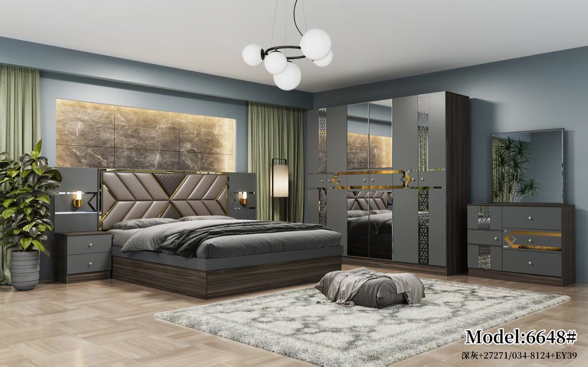 Charcoal and Black Diamond Bedroom Set