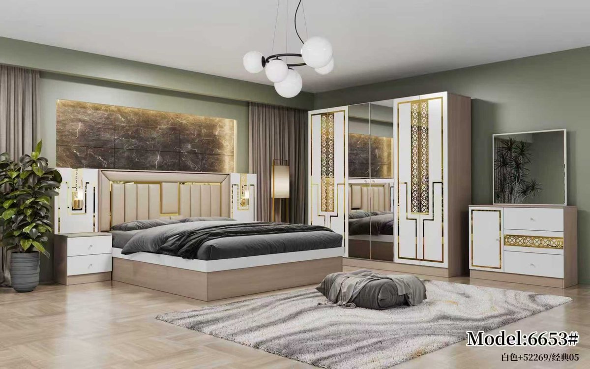 White and Gold Royal Bedroom Set