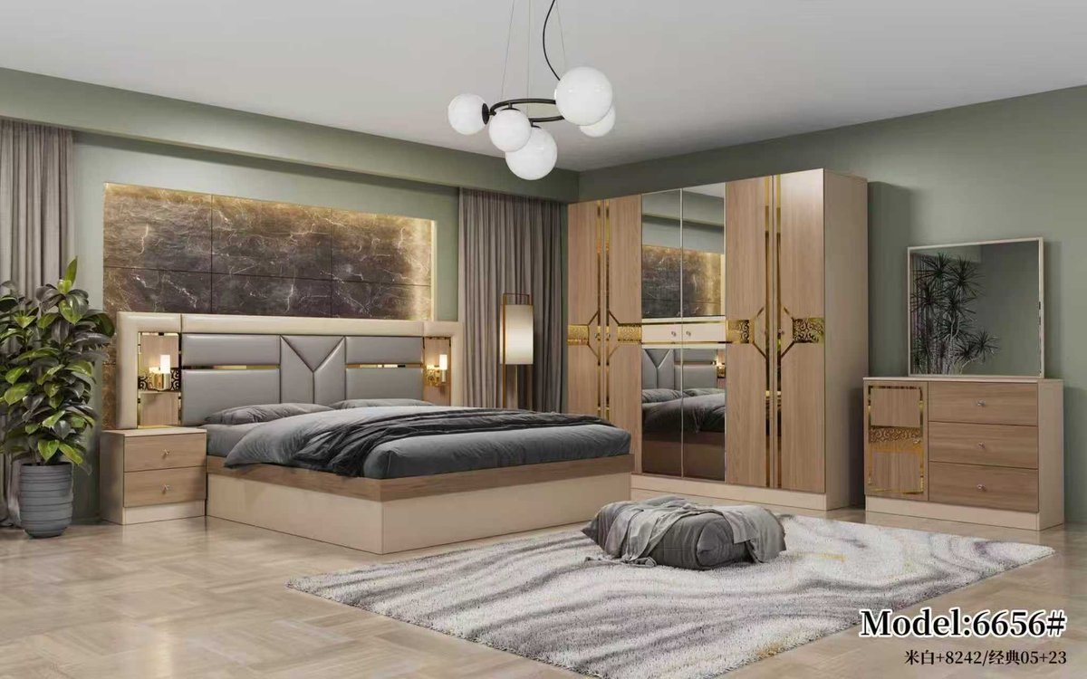 Natural Wood and Cream Bedroom Set